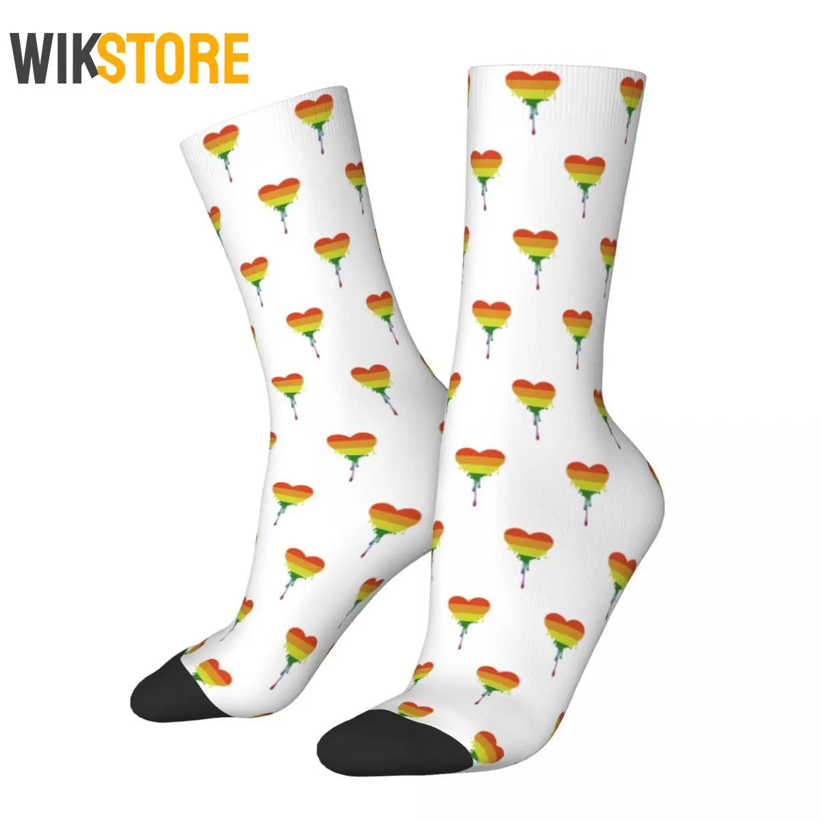 

Funny Gay LGBTQ Rainbow Pride Stripes Heart Men Women Happy Socks Harajuku Spring Summer Autumn Winters Breathable Crazy Sock