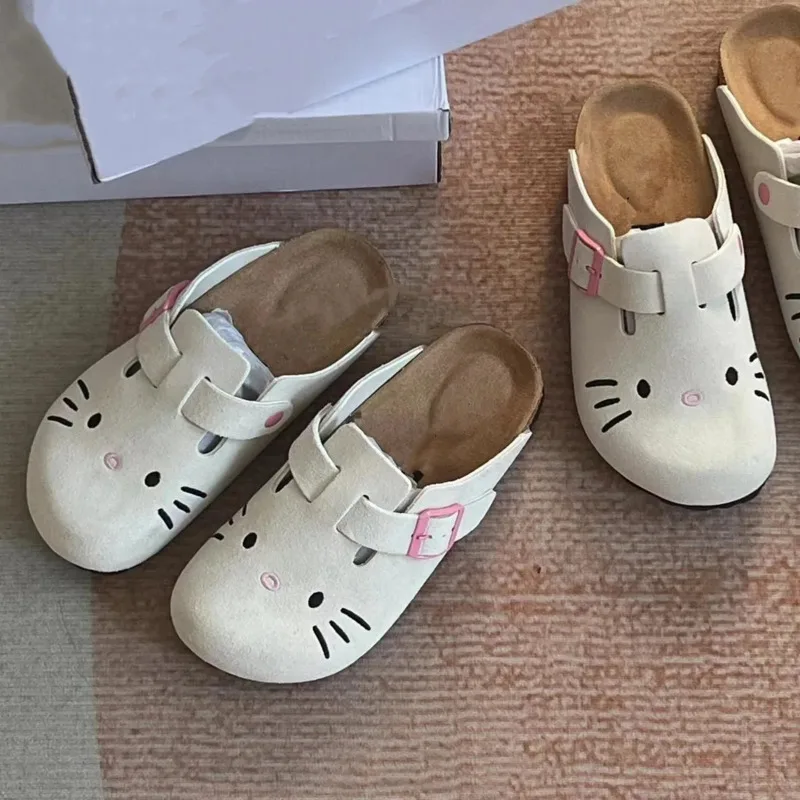 Miniso Hellokitty Schattige Boken Schoenen Outdoor Anti-Slip Cartoon Bedrukt Kawaii Slipper Volwassen Ronde Neus Strand Stijl Sandaal Voor Vrouwen