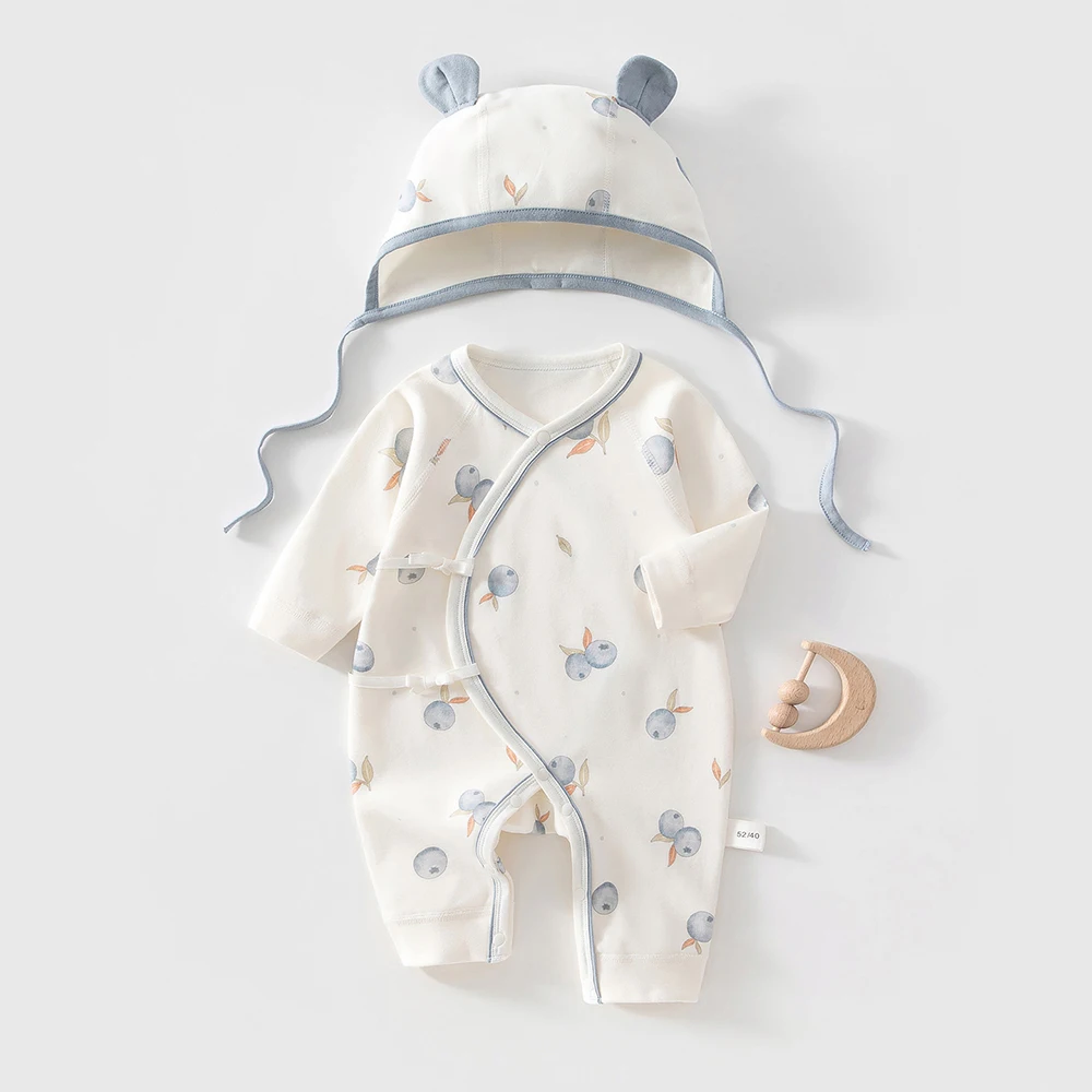 Cotton Newborn Baby Romper 0-6M Cartoon Fruit Infant Jumpsuit with Hat Soft Comfortable New Born Baby Clothes