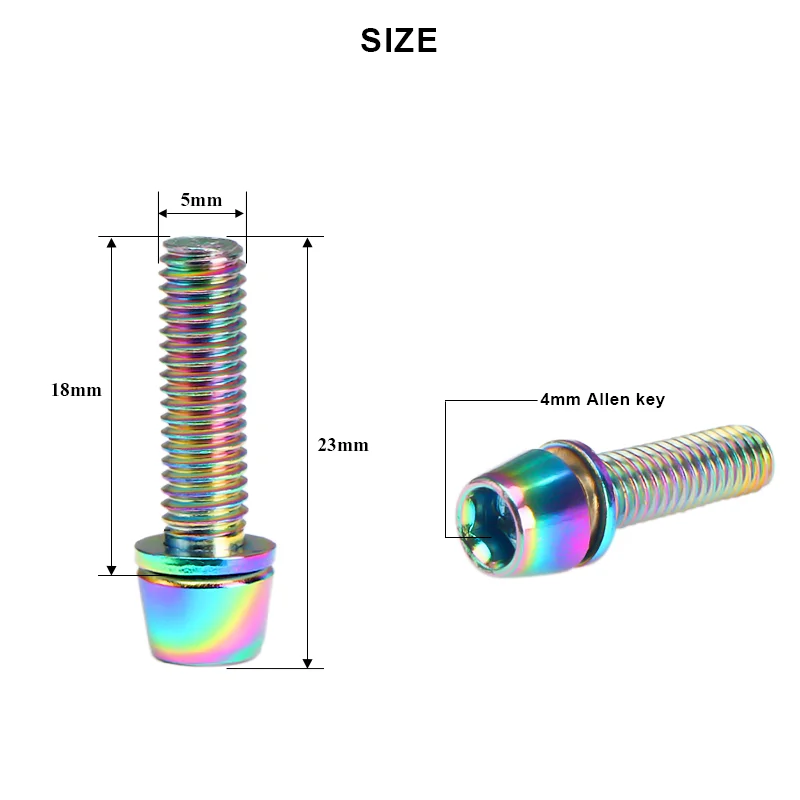 Tornillos para manillar de bicicleta de montaña, accesorios coloridos de acero inoxidable chapados en titanio, M5 x 18MM, 6 unids/set por juego