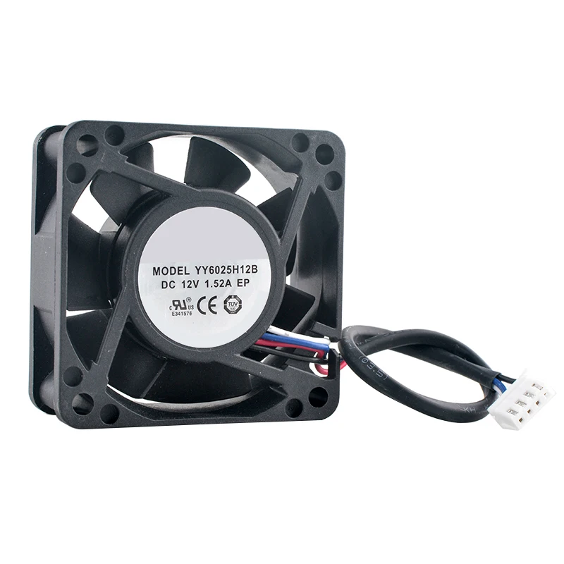 YY6025H12B 6cm 60mm Dual-Ball-Bearing Cooling Fan 60x60x25mm DC12V 1.52A 4-Pin High-Speed for Chassis CPU Power Supplies