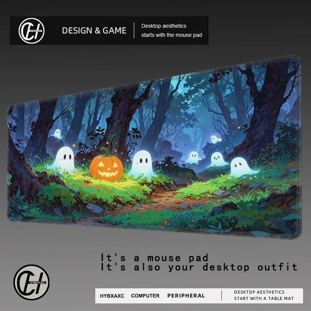 Halloween Themed Mouse Pad,Spooky Pumpkin & Ghost Patterns,Non-Slip Rubber Base,Game,Office&Home Desk Accessory Festival Gifts