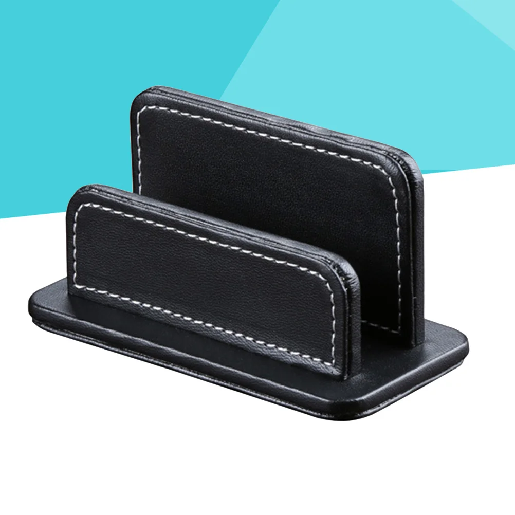 

Business Card Holder Pu Black Modern Simple Design Name Case Storage Organizer Stand Business Display Case Office Desk