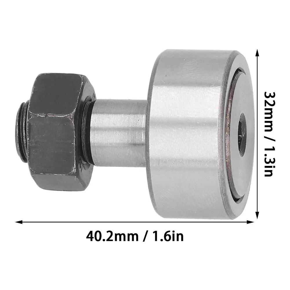 ลูกปืนเม็ดกลมแบบเข็ม M12x1.5 มม. รุ่น CF12-1 ขนาดลูกกลิ้ง 14 มม. ความกว้าง 32 มม. ผลิตจากเหล็กกล้าแบริ่ง