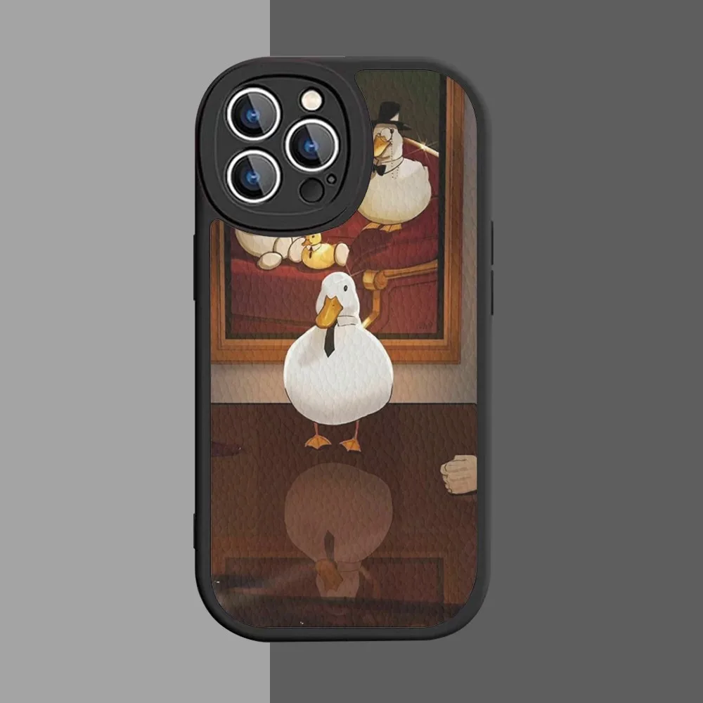 Cute funny goose duck Phone Case Hard Leather For iPhone 14 13 12 Mini 11 14 Pro Max Xs X Xr 7 8 Plus Fundas