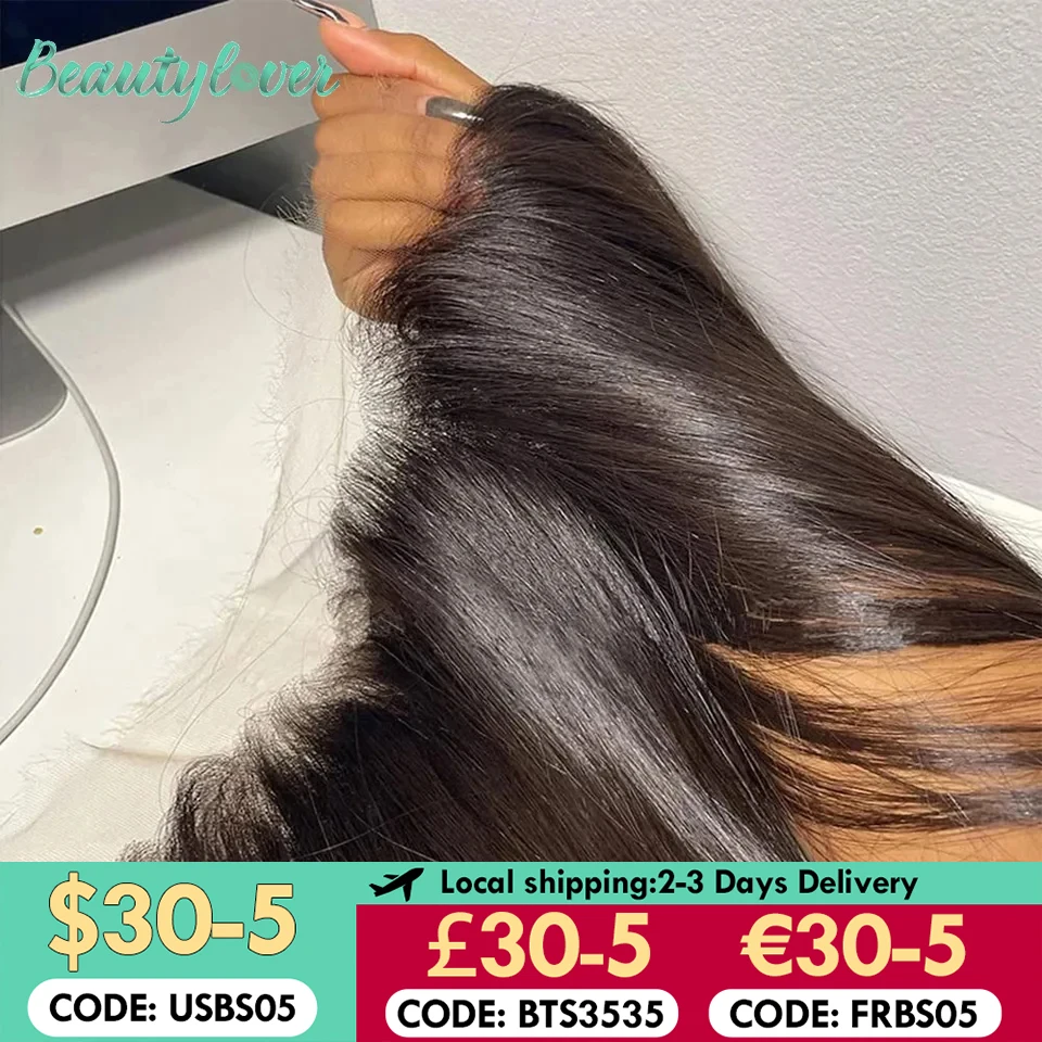 24 26 pollici dritto 13x6 frontale in pizzo capelli umani brasiliani prepizzicati parte anteriore in pizzo trasparente solo 2x6 HD chiusura in pizzo capelli umani