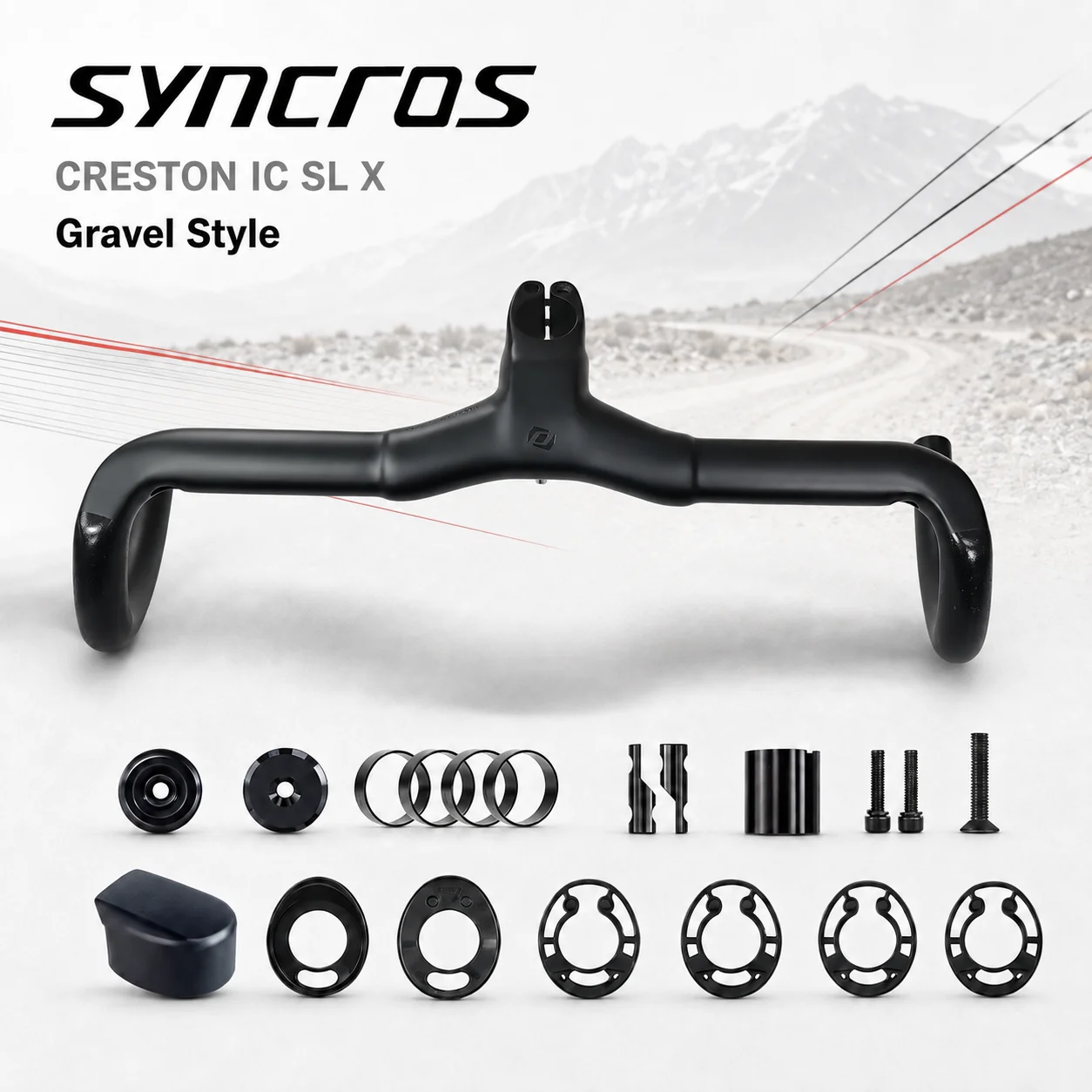 Syncros Creston IC SL X Gravel Handlebar T1000 Carbon Full Internal Cable Routing Road Handlebar Integrated Gravel Cockpit Di2 - view 2