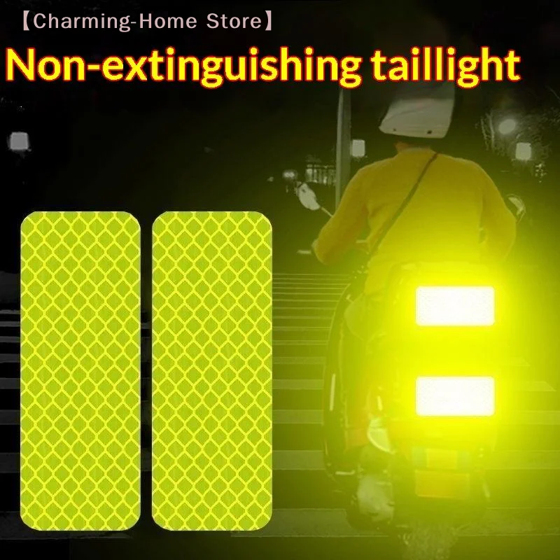 Motorcycle Helmet Reflective Stickers Waterproof High Visibility 10-10PCS Safety Warning Strips for Night Riding
