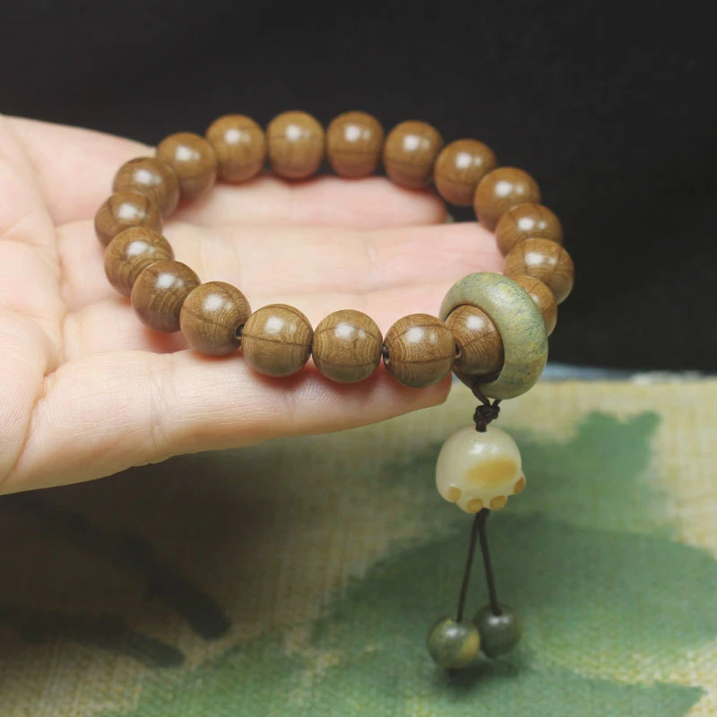 10mm six-grain wood old material bracelet with cat claw running beads, women's Buddhist prayer beads, decorative jewelry gift