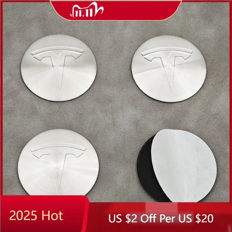 

Car Sticker 4Pcs 56mm Chrome Tesla Cap Hub Center Cap Logo Sticker for Tesla Model 3 Y S X Personalized Car Sticker Car Decal Ac