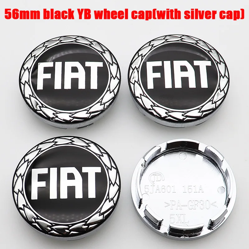 4 قطعة 56 مللي متر 60 مللي متر شعار السيارة الأسود عجلة غطاء محور مركزي السيارات حافة تجديد الغبار واقية شارة يغطي اكسسوارات التصميم لشركة فيات #3