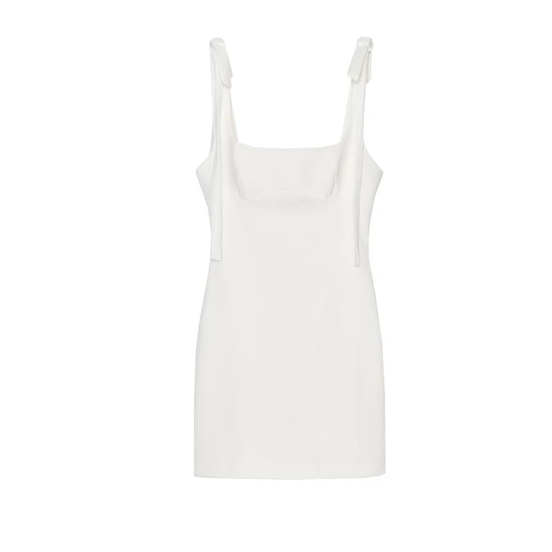 เสื้อผ้าแฟชั่นสตรีฤดูใบไม้ผลิ/ฤดูร้อน ดีไซน์สายคล้องไหล่ คอเหลี่ยม ผูกโบว์ ยืดหยุ่น รุ่น Dr 3067370