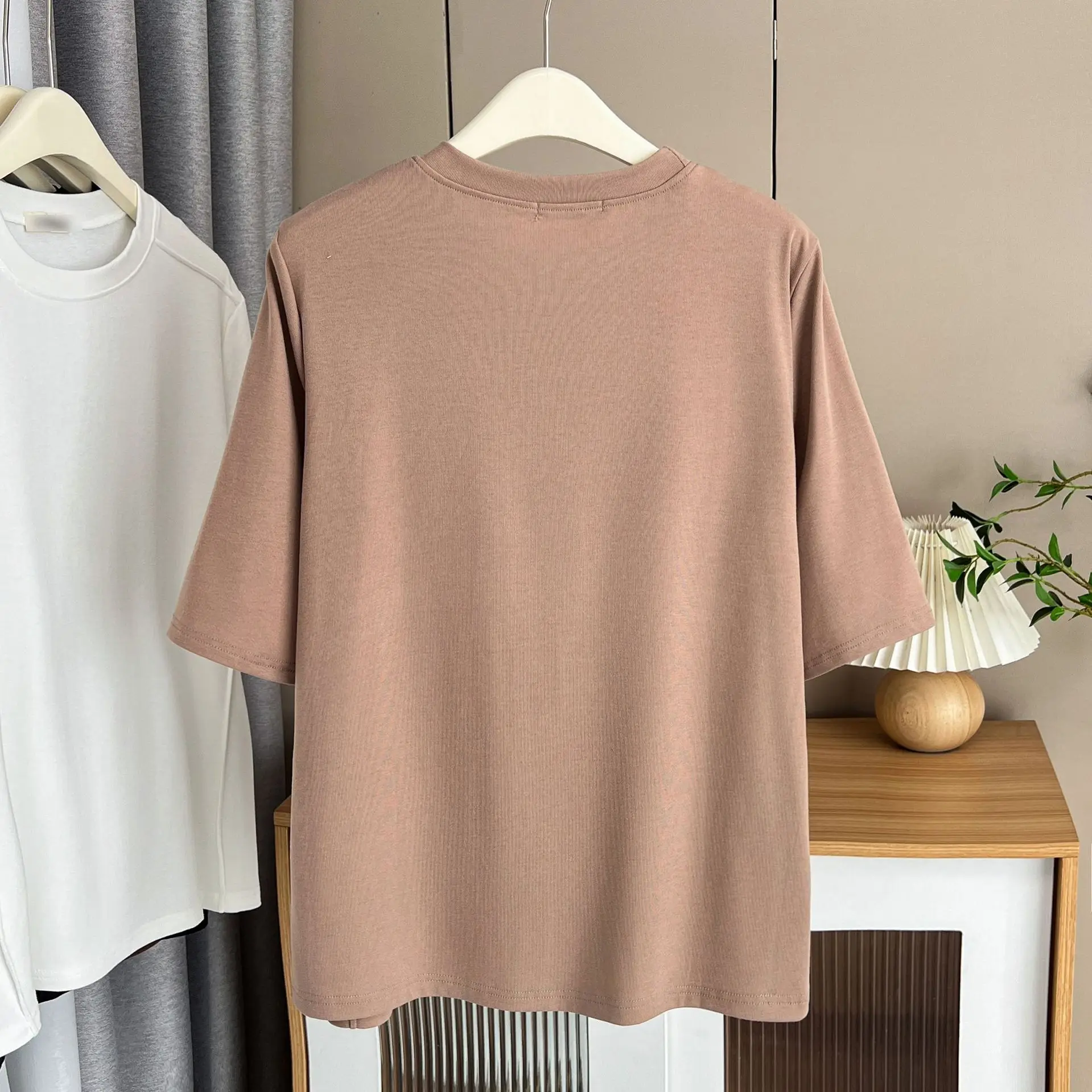 Loose Fashion Basic Short Sleeve T-shirt Simple 3D Cutting Cotton Top For women, Plus Size, Summer 2024