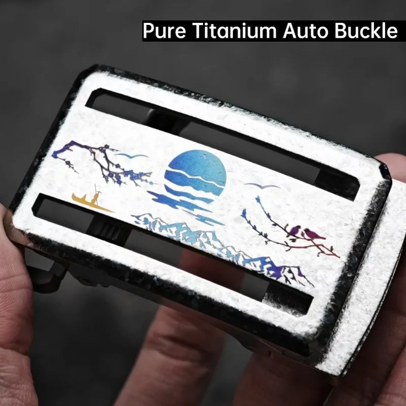 35/38 مللي متر التيتانيوم النقي بلا أسنان السيارات مشبك رئيس غير قابل للصدأ حزام رجالي مشبك تنوعا ومكرر مسننة الزناد مشبك 40 مللي متر