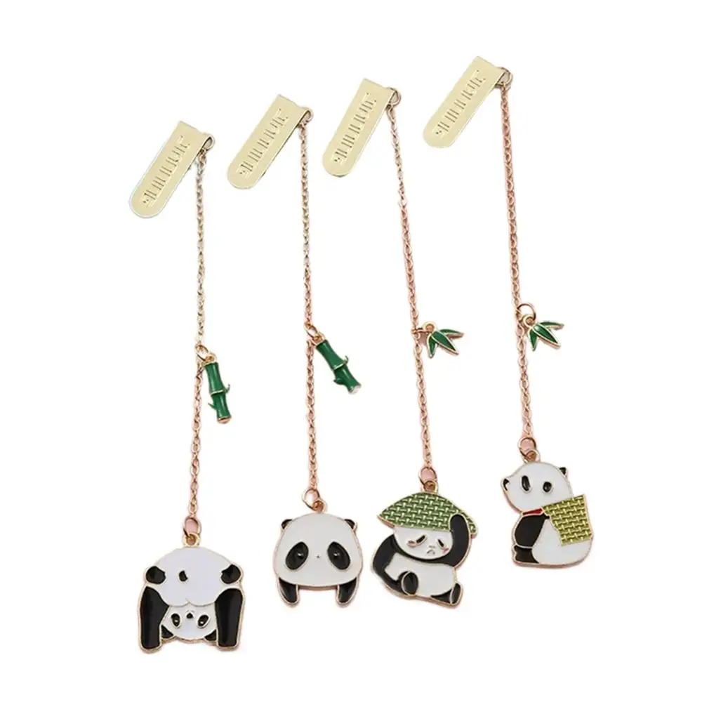 Office Supplies Stationery Student Reading Book mark Cute for Pages Paper Clip Metal Bookmark Panda Pendant Panda Bookmark