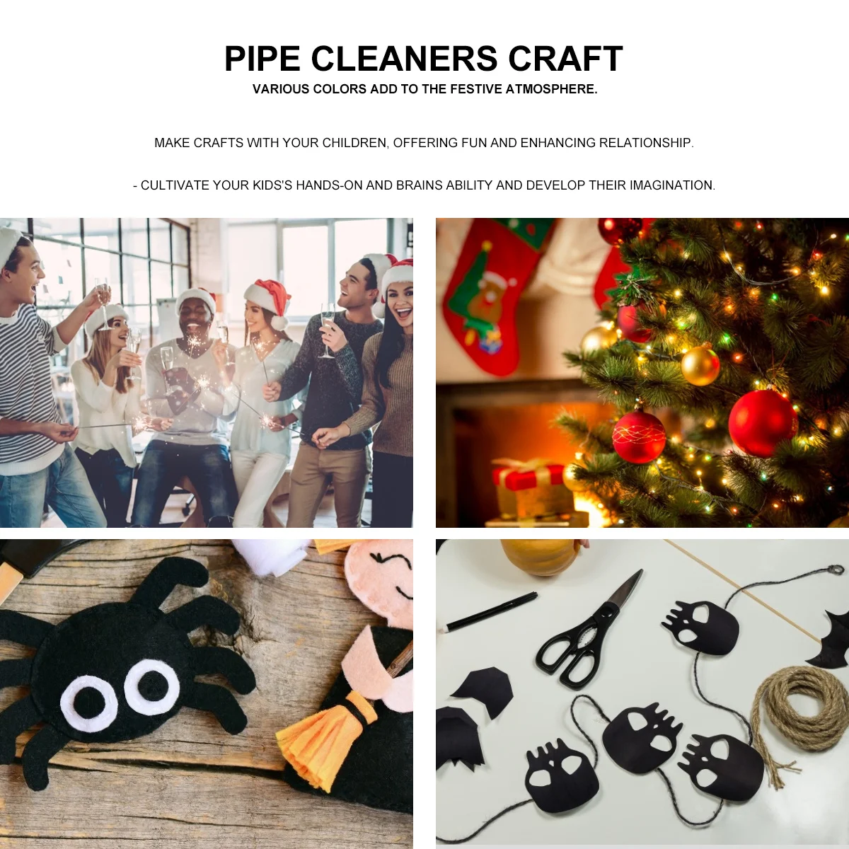 

700 pcs Chenille Stems Pom Poms Wiggle Eyes Craft Kit For Kids Diy Holiday Decorations Halloween Christmas Chenille Stick