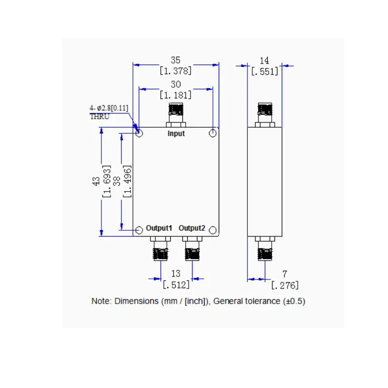 SMA Head 800-2700M Microstrip 1/2 Power Divider GPS Power 2 Distribution Combiner 0.8-2.7G