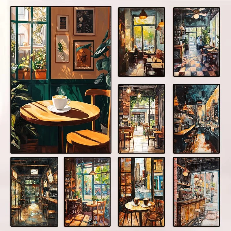 Póster Vintage Estético para Cafetería, Linda Pintura en Lienzo para Decoración de Interiores de Cafetería, Arte de Pared para Cocina, Decoración del Hogar, Regalo para Barista