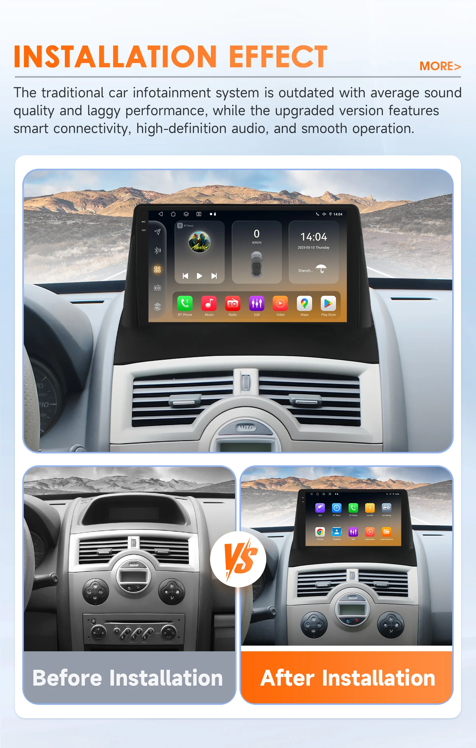 Hizpo 2Din Android 14 For Renault Megane 2 2002-2009 Car Radio Stereo Multimedia Video Player Navigation GPS Head Unit Carplay
