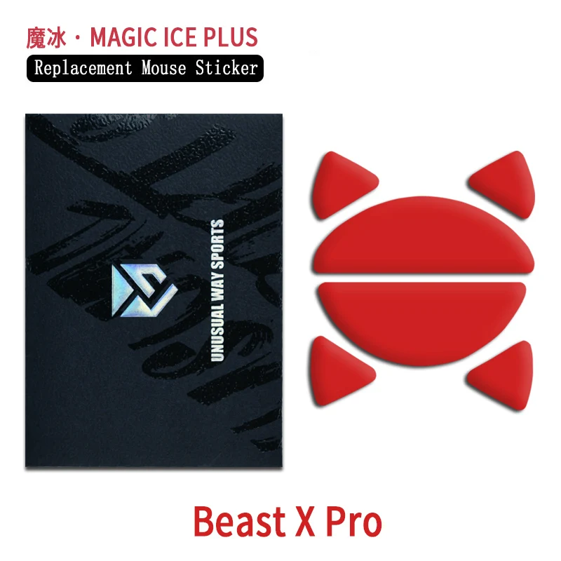 Ongebruikelijke manier Sport Muisschaatsen Voeten WLmouse Beast X Gewelfde oppervlak PTFE Anti-instorting Magic Ice Zwart Zilver Vos