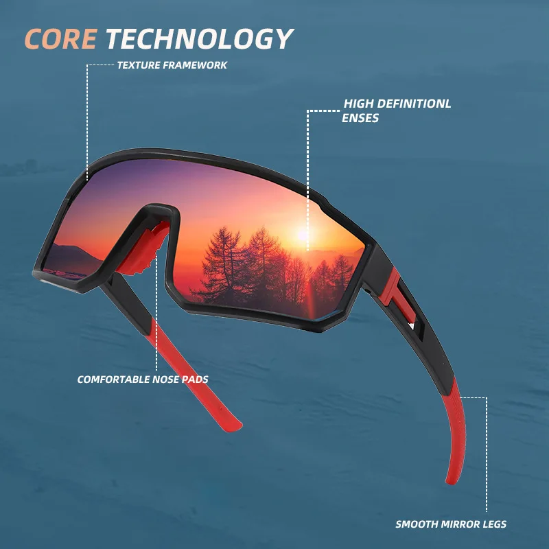 نظارات ركوب الدراجات كبيرة الحجم للرجال، نظارات شمسية ملونة مقاومة للرياح، رياضية خارجية للدراجات النارية