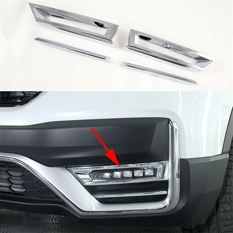ABS/Carbon fibre/Black For Honda CR-V CRV 2020 2021 2022 4pcs Car Head Front Fog Light Lamp Cover Trim Car Styling Accessories
