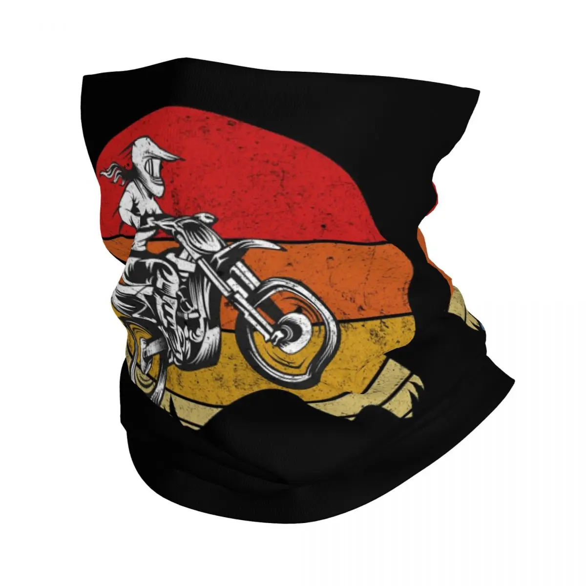 Motocross chica Dirt Bike Retro puesta de sol Bandana cuello polaina bufanda envolvente estampada máscara facial multiusos ciclismo Unisex adulto a prueba de viento