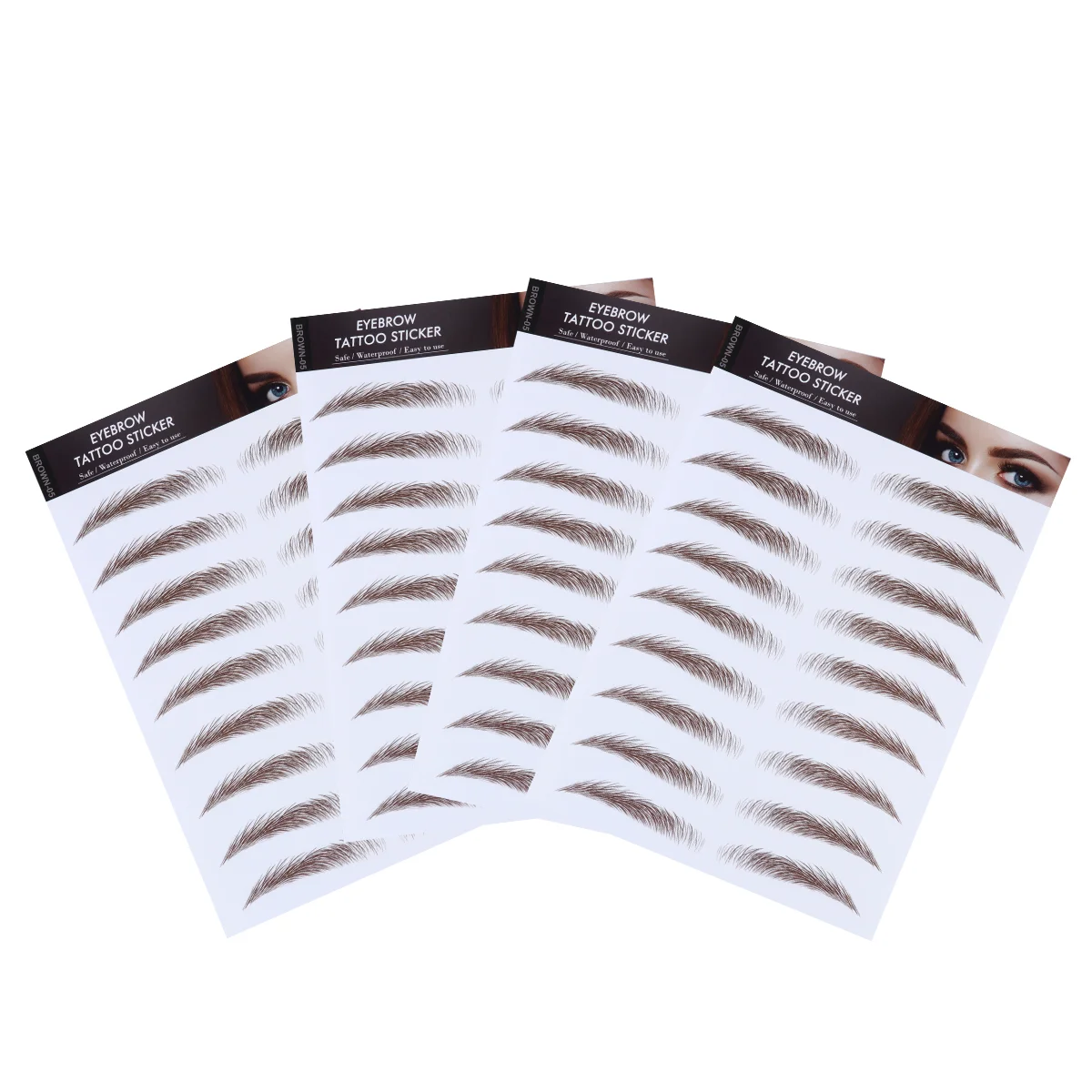 4 Pcs Eyebrow Stickers Fake Eyelashes Stencils Transfer 6D Hair-Like Eyebrows Water Paper False Cosmetics Artificial