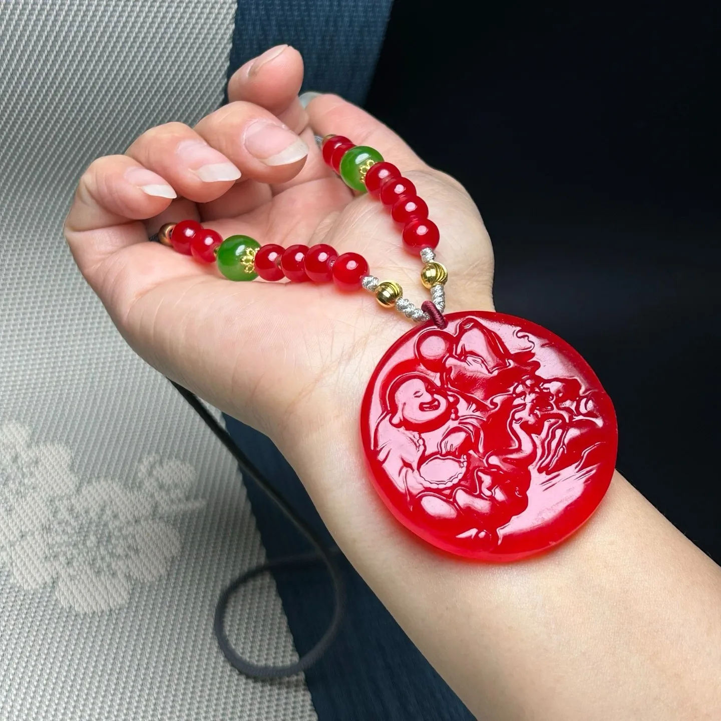 Nature ice red Burmese Jade Jadeite carved Buddha lucky amulet Pendant&Necklaces