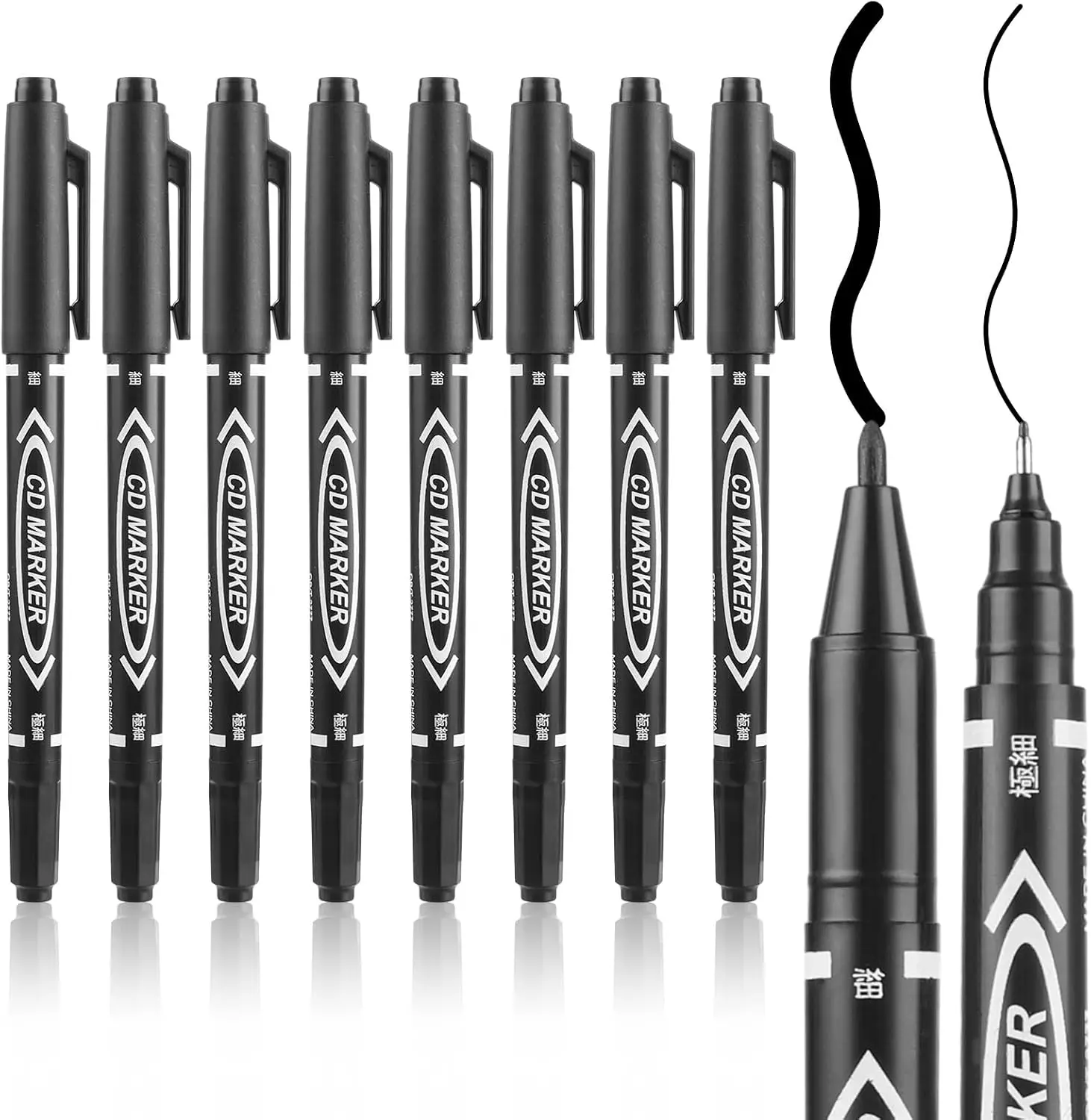 10 Pack Black Dual Tip Brush Markers Permanent Art Pens for Drawing Sketching Writing Doodling Marking Supplies