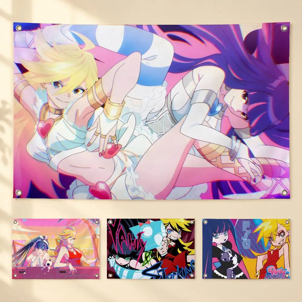 Anime Panty and Stocking with Garterbelt Flags For Garden Party Living Room Home Wall Flag Bedroom Outdoor Decor