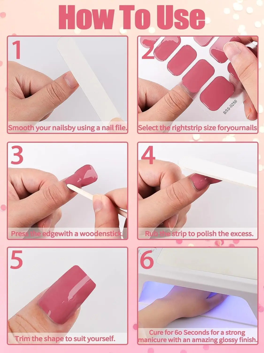 16/22 Tips UV Semi Uitgeharde Gel Nagelstickers voor UV Lamp Designer Lijm Nagel Gel Wraps Mancire Mode nagel Glijbaan