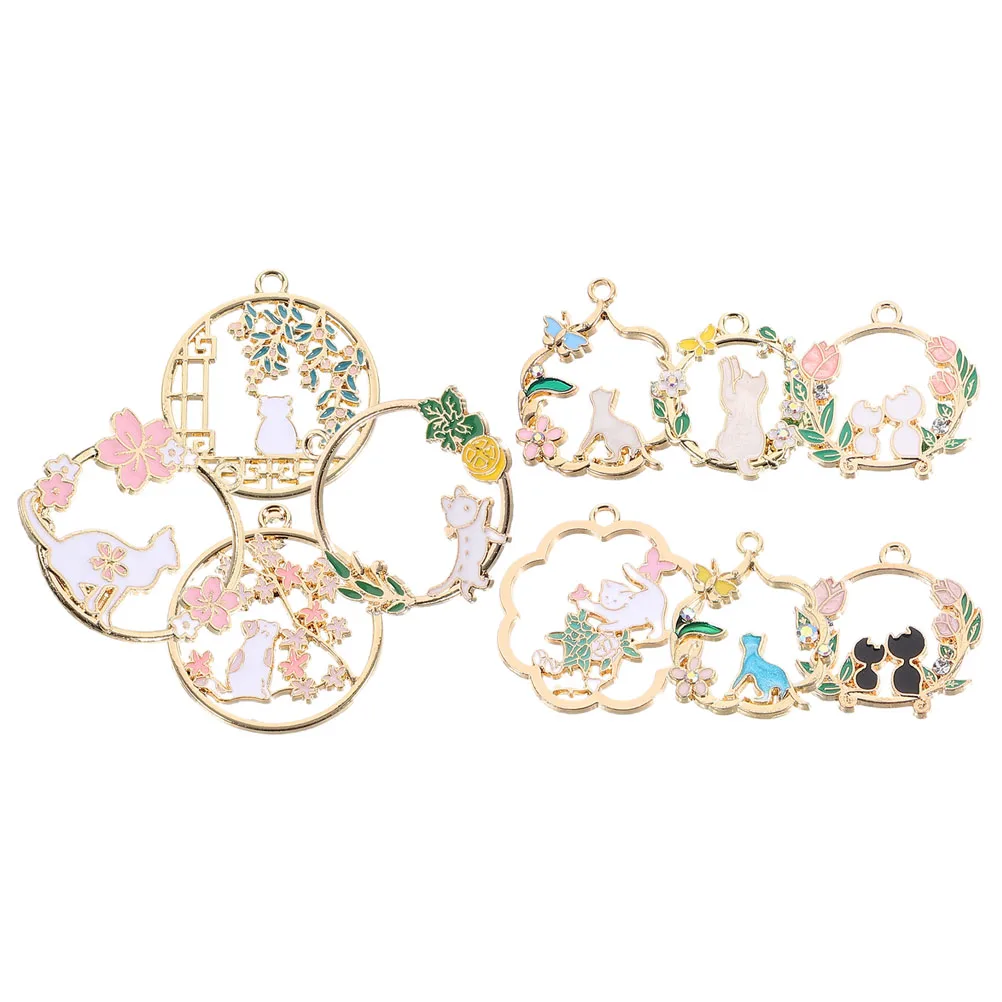 

10 Pcs Simulated Wreath Pendant Bracelet Charms Jewelry Animal for Making Cat Hanging Decor Girl