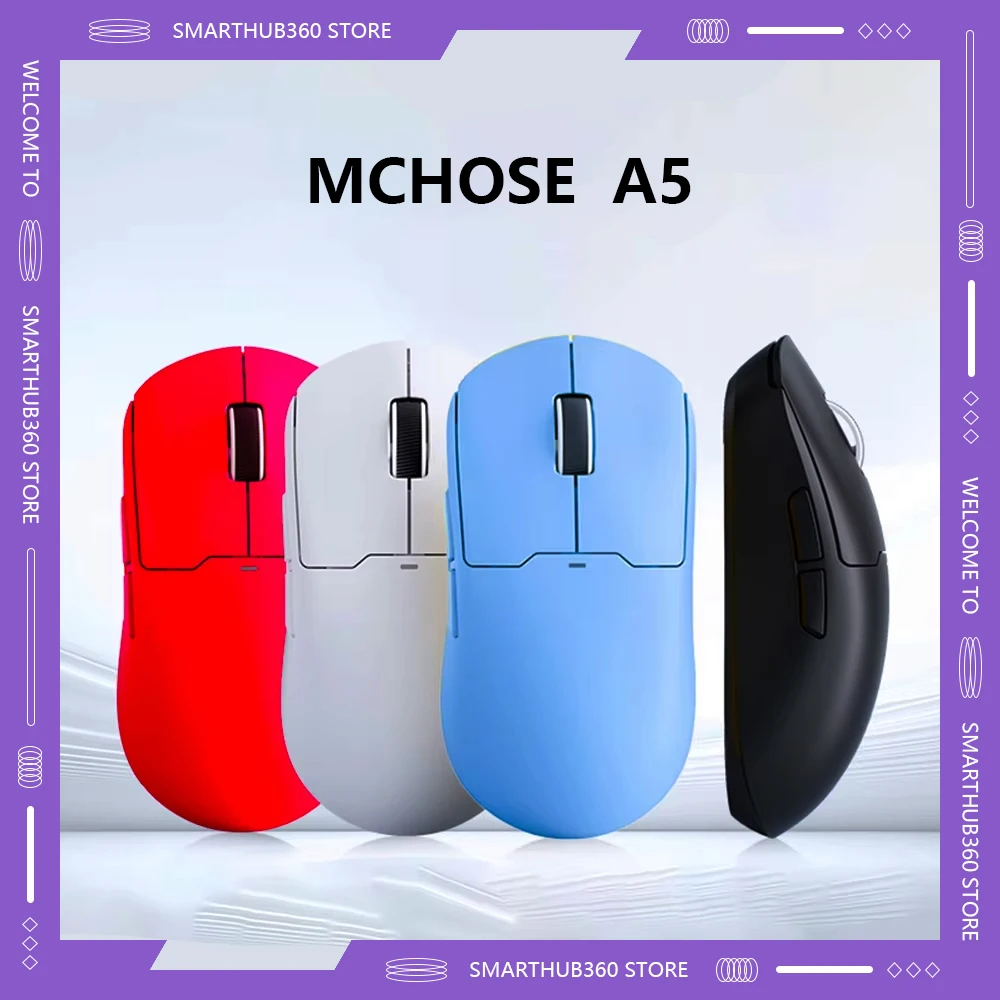 Mchose A5 Pro Max Ultra 3-Mode Mouse E-sprot Gaming Paw3395 Lightweight Wireless Bluetooth Customize Mice Pc Accessory Gift