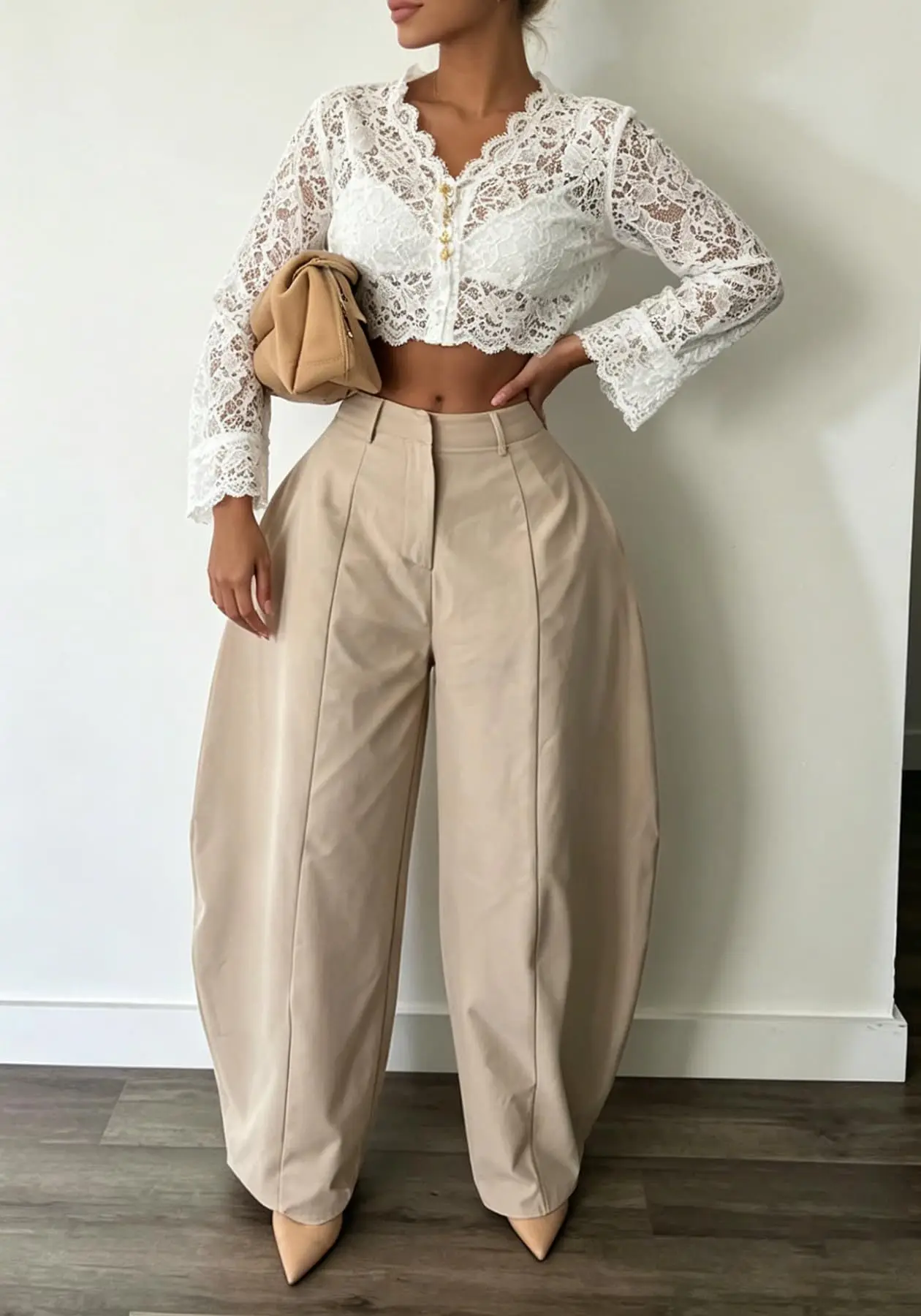 Women High Waist Barrel Wide Leg Pants Front Seam Straight Curved Baggy Trousers Casual Oversized Loose Balloon Pants Bottoms