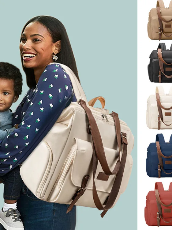 new-mommy-bag-outgoing-lightweight-double-shoulder-polyester-crossbody-large-capacity-milk-delivery-multi-function-maternity-bag