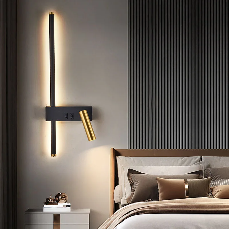Nordic Wall Light 360 Degree Rotation LED Reading Night Lamp Adjustable With Switch For Hotel Bedroom Indoor Decor Lighting