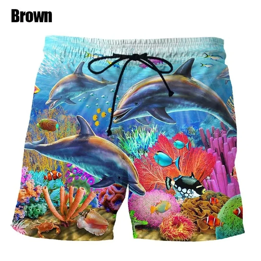 Pantalones cortos de verano para hombre, Shorts informales con estampado 3d de delfín, a la moda, para playa, fiesta hawaiana, S-2XL