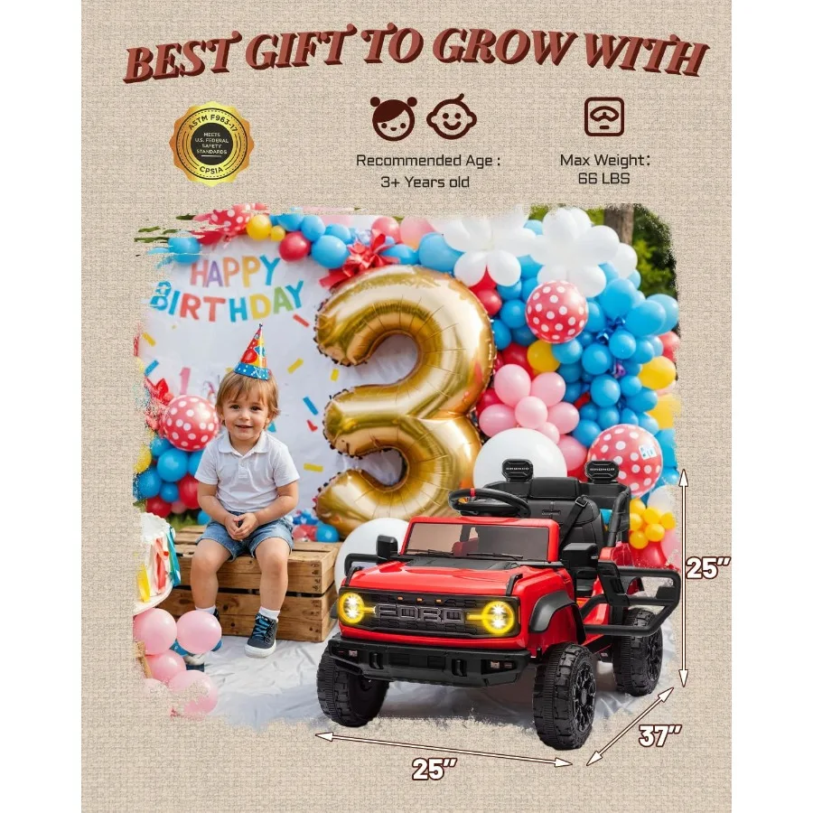 Licencjonowane pojazdy elektryczne 12V dla dzieci, samochodzik dla dzieci z pilotem, elektryczny samochód dla malucha z płynnym rozruchem, otwierane drzwi, MP3