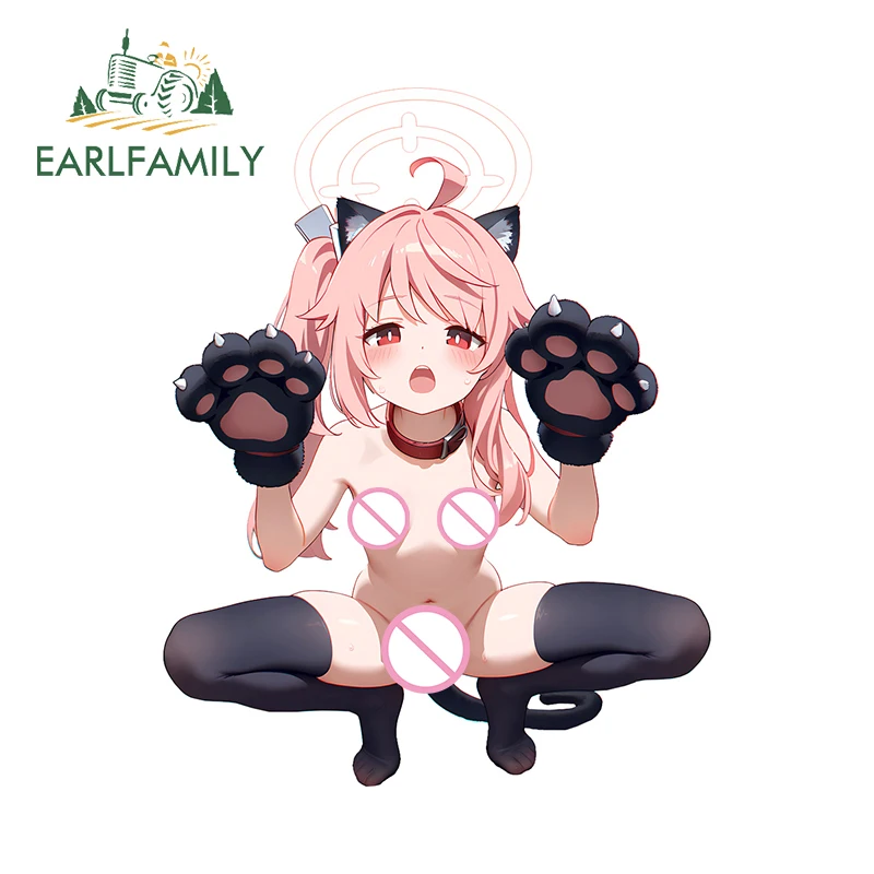 EARLFAMILY Cute Cat Girl Kid Naked Car Stickers Nude Hentai Breasts NSFW Ecchi Booty Lewd Car Accessories Amusing Decals