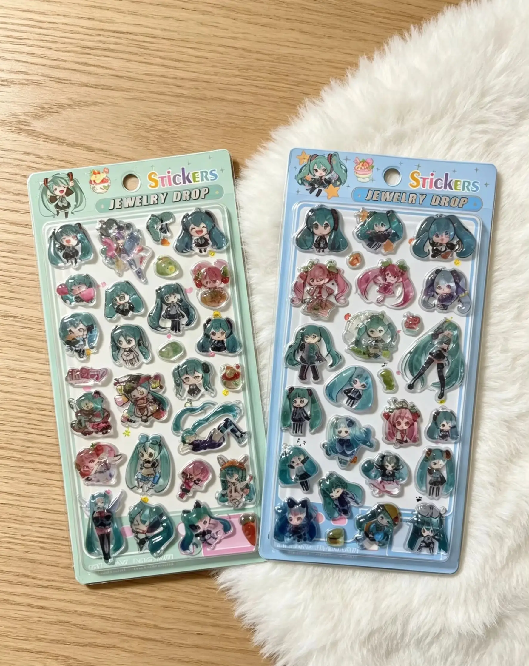 Autocollants 3D en époxy Kawaii Hatsune Miku, autocollants transparents en relief pour scrapbooking, journal, téléphone, bricolage pour enfants, cadeaux