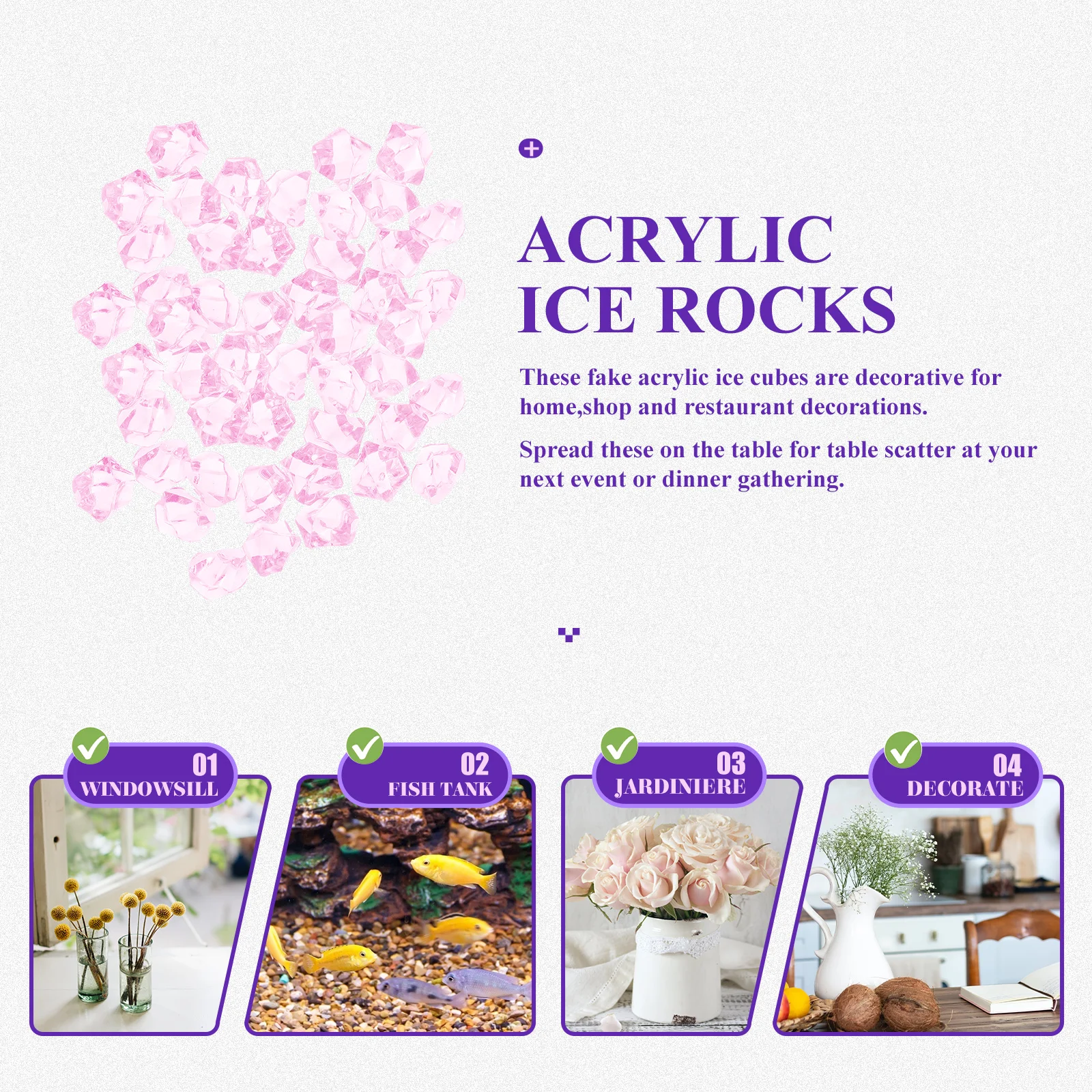 

500Pcs Colored Fake Ice Cubes Acrylic Crystal Simulation Rocks for Table Scatter Photo Props Decoration Acrylic Ice Rocks