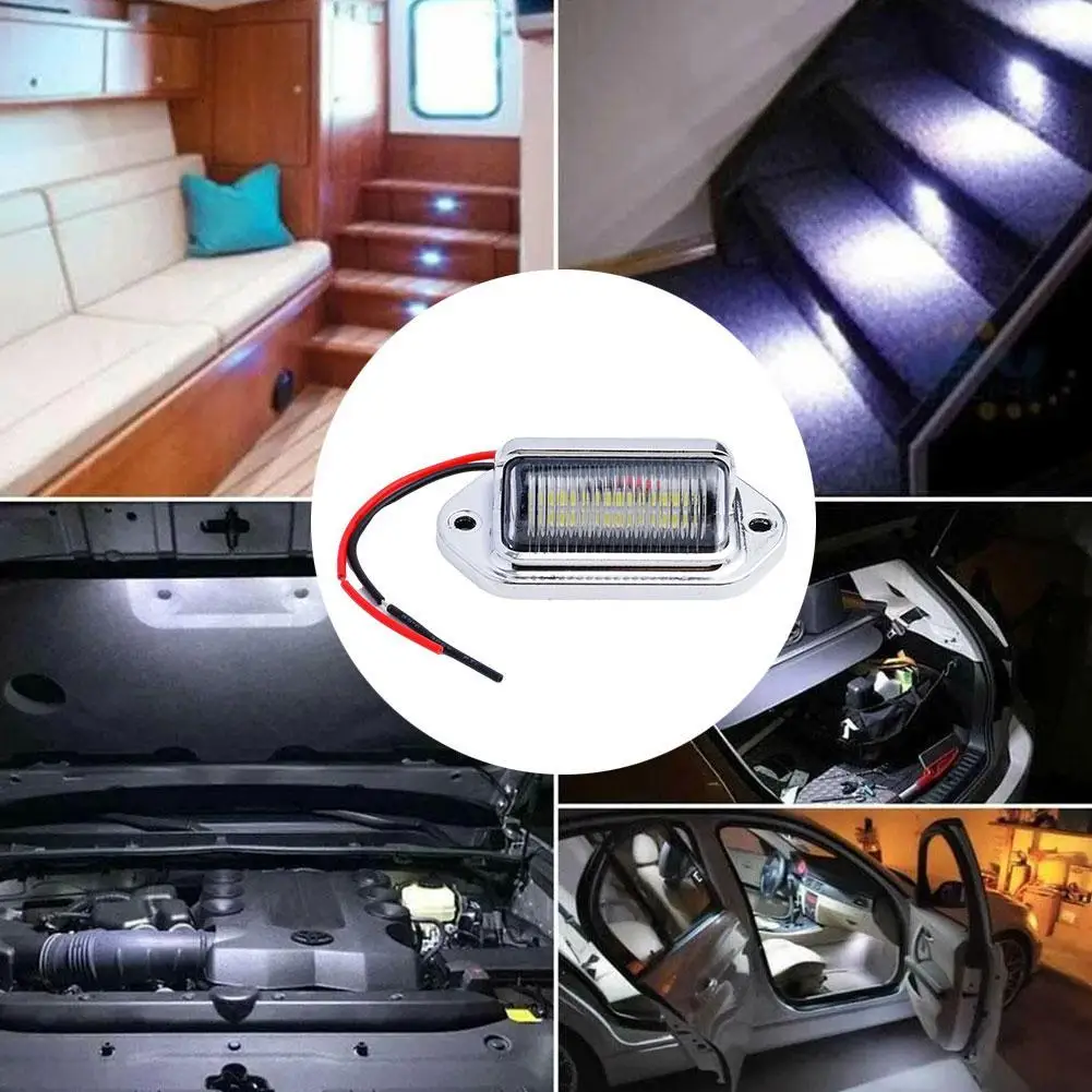 1/2PCS LED Car License Number Plate Light Waterproof 12V-24V Car Light For SUV Trailer Van Truck Tag Step Lamp Universal