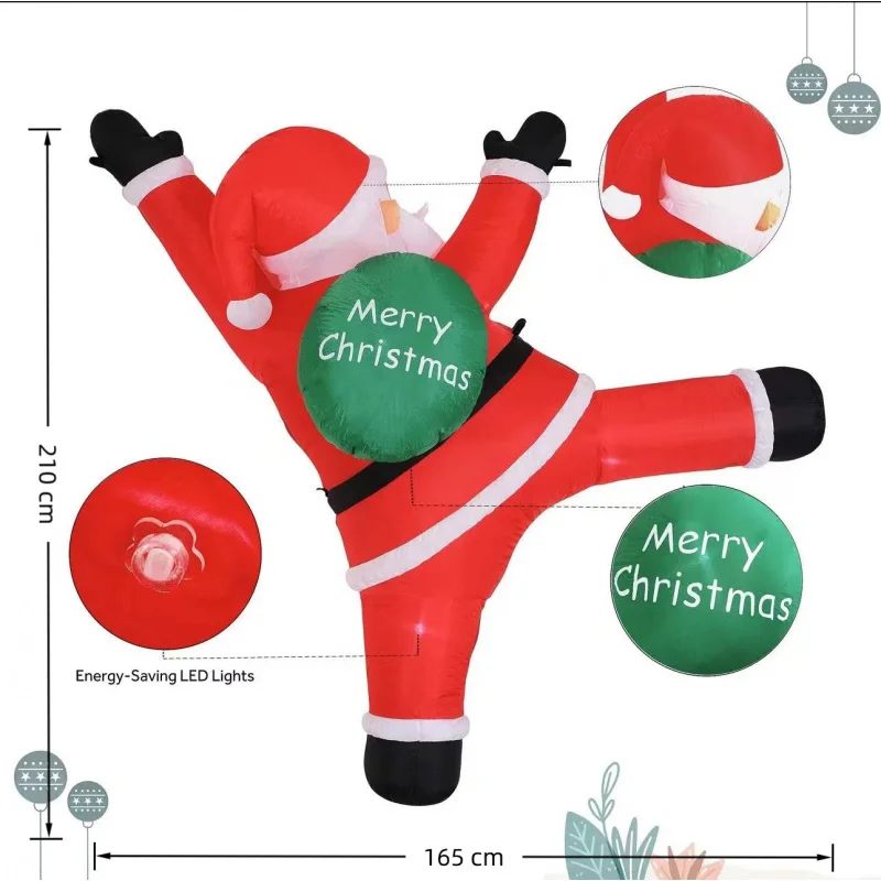 

New Christmas Party Decorations Hanging Courtyard Ornaments Inflatable Climbing Santa Claus LED Inflatable Model
