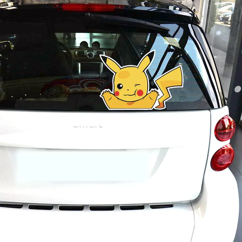 Pikachu snorlax engraçado adesivo de carro decalque anime à prova dwaterproof água decorações automáticas no pára-choques janela traseira portátil decoração do corpo do carro adesivos