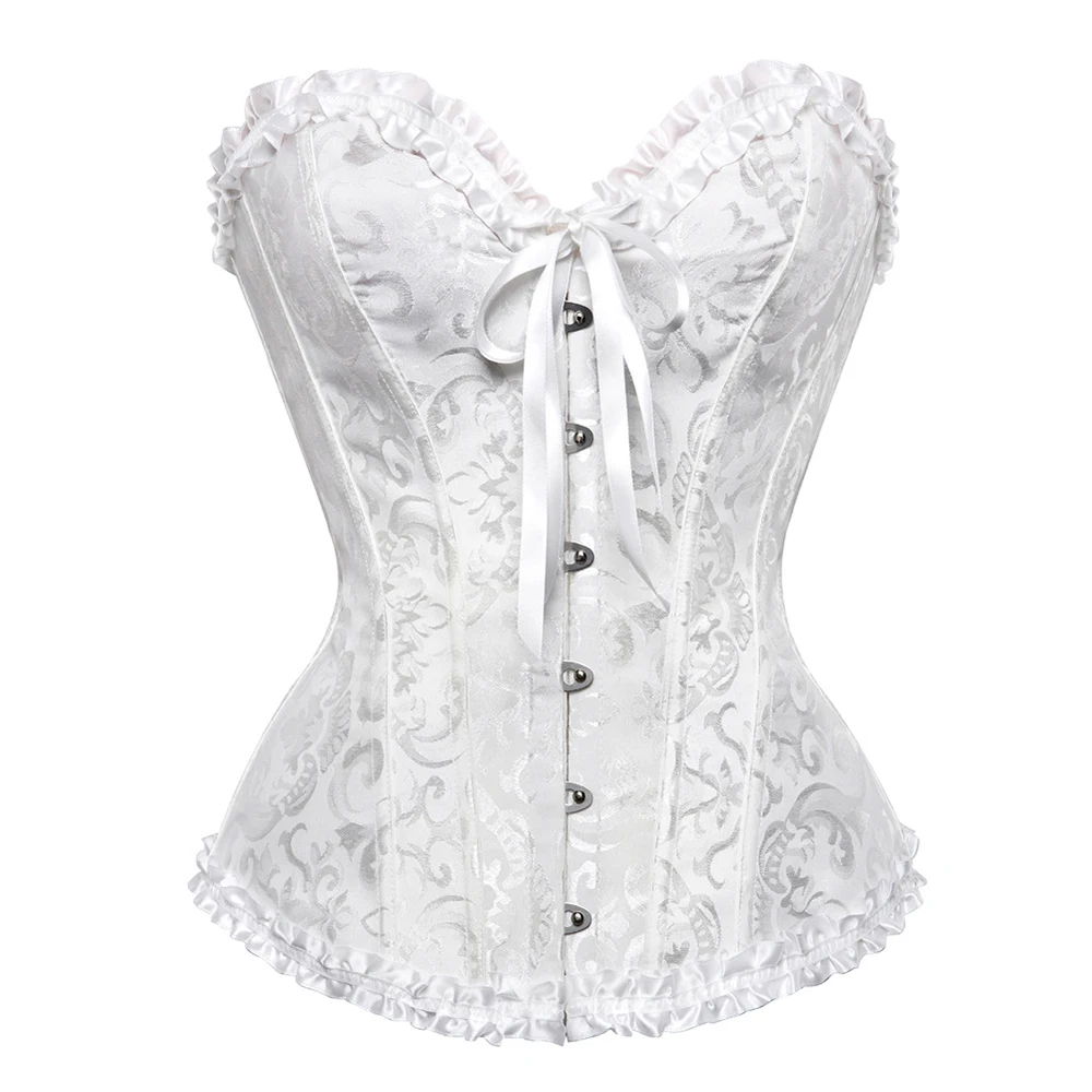 

Hot Fashion Corset Bustier Top Women Victorian Sexy White Black Green Vintage Flower Overbust Plus Size Lingerie Corselet