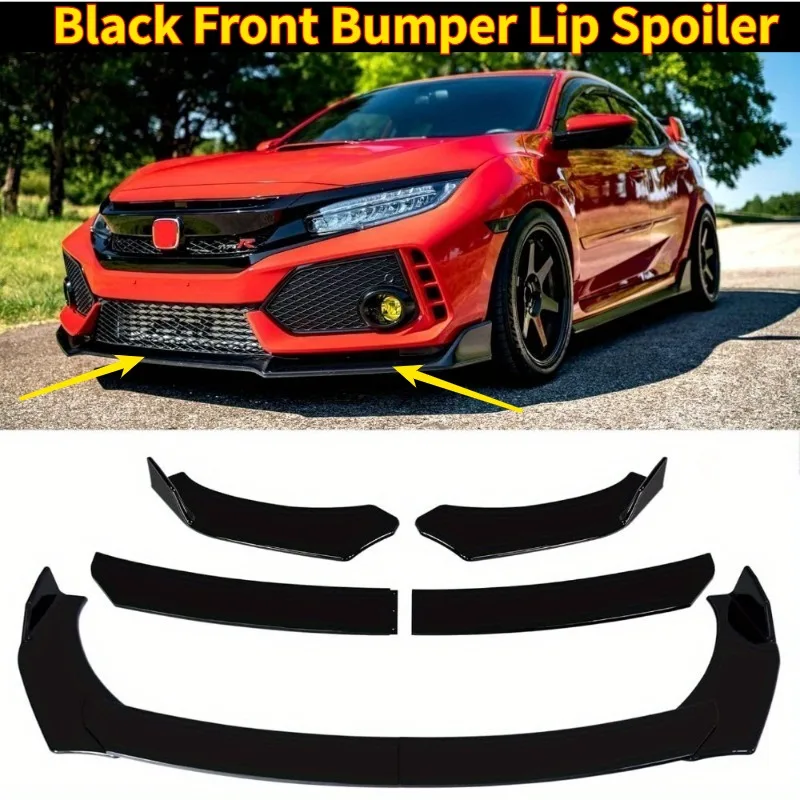 

Черный спойлер для переднего бампера и комплект для разделения подбородка, 4-секционный (левый/правый/центральный/улицы), передняя лопата для модификации автомобиля