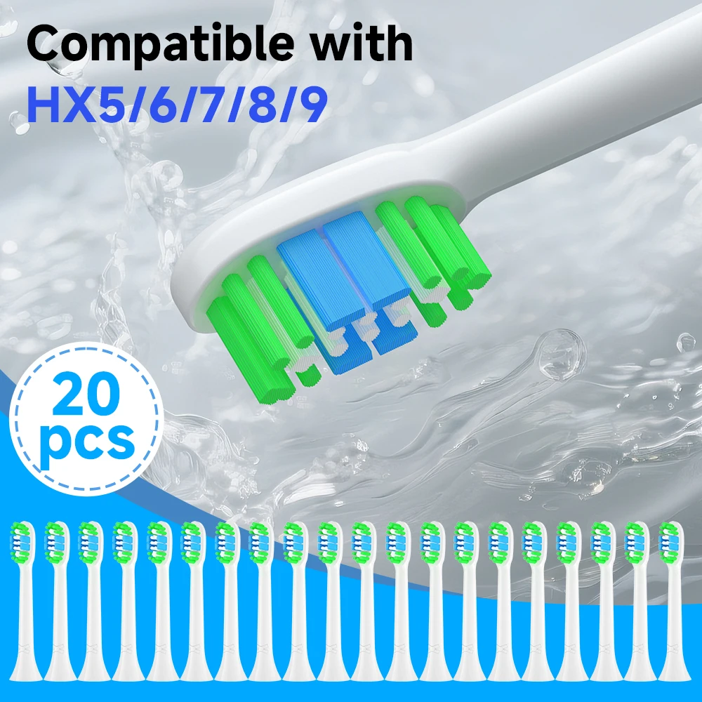 

Сменные насадки для электрических зубных щеток (4/8/12/20 шт.), совместимые с Philips Sonicare, с креплением Click-on.