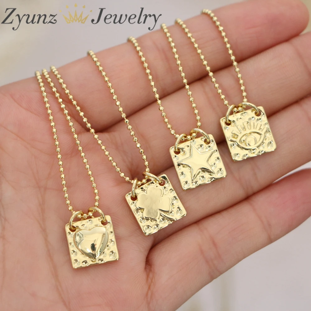 10PCS, Heart / Star / Eye Square Charm Pendant Necklace For Copper Fashion Necklace Jewelry