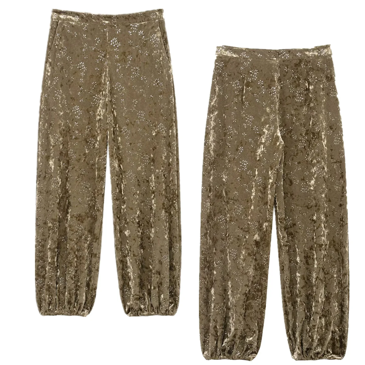 

Jenny&Dave British Fashion Elegant Party Suits PantsGold Velvet Casual Pants Women's Pants,Woman Clothes Loose Trousers